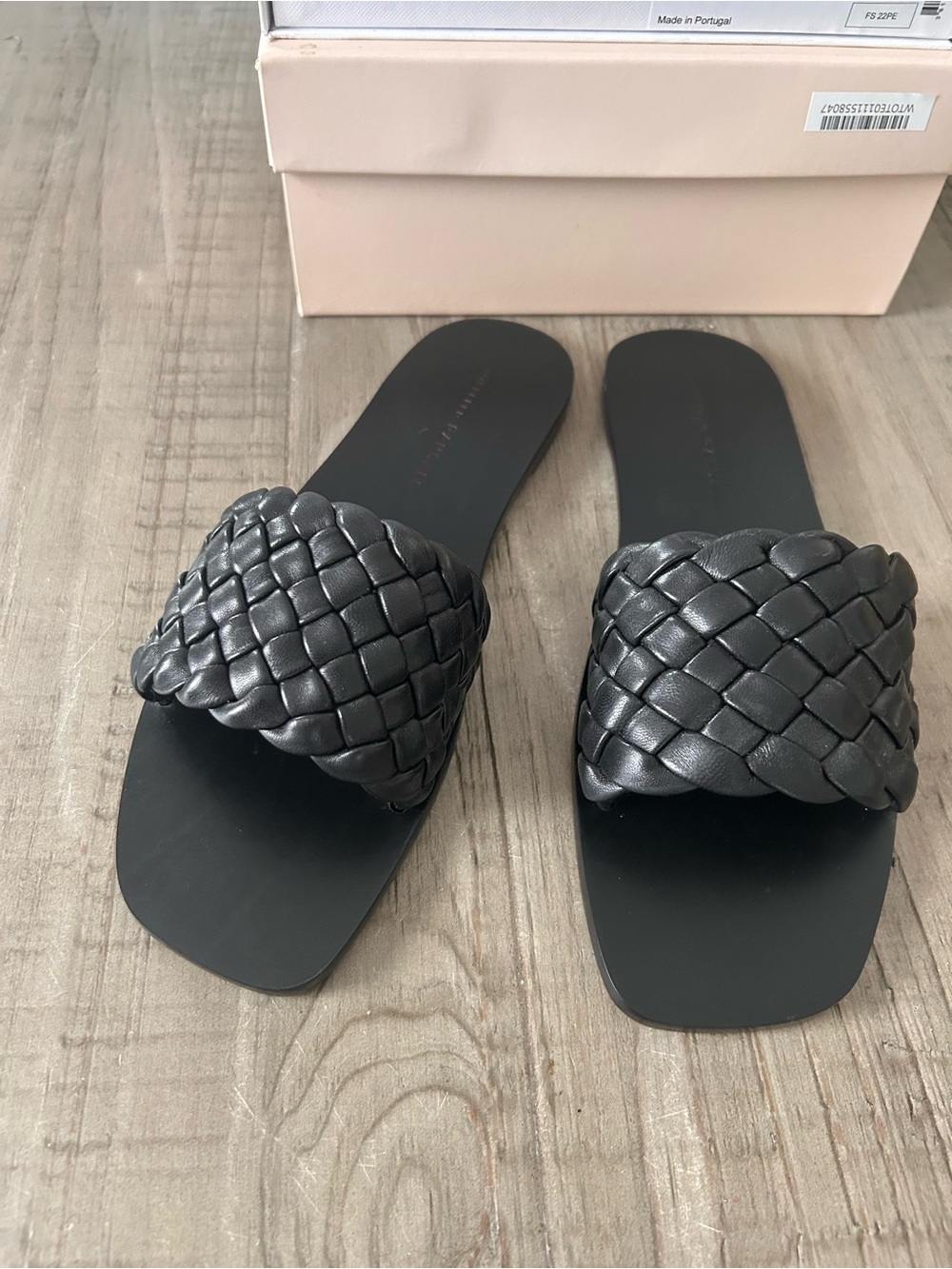 Loeffler Randall Black Woven Slide Mules